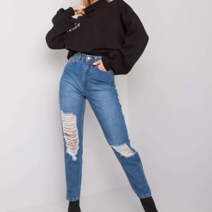 Wholesale Blue ripped mom jeans Kessy RUE PARIS