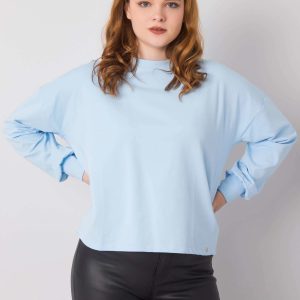 Wholesale Light Blue Plus Size Long Sleeve Sweatshirt Florentia