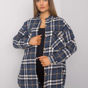 Wholesale Dark Blue Ladies Plaid Shirt Lais RUE PARIS