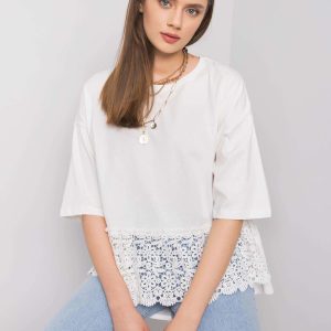 Wholesale White blouse with lace Ancona RUE PARIS