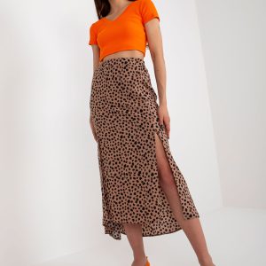 Wholesale Brown and black asymmetrical skirt with print RUE PARIS