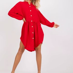 Wholesale Dark Red Loose Shirt Dress Monica RUE PARIS