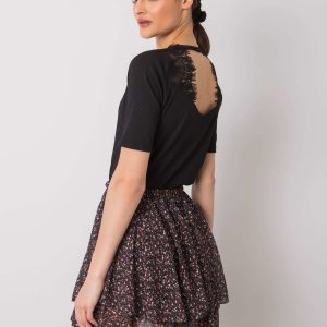 Wholesale Black blouse with lace Salena RUE PARIS