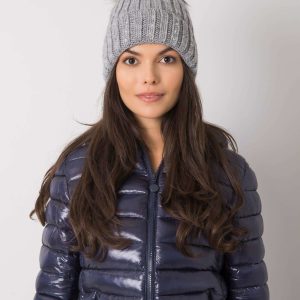 Wholesale Gray winter hat with applique