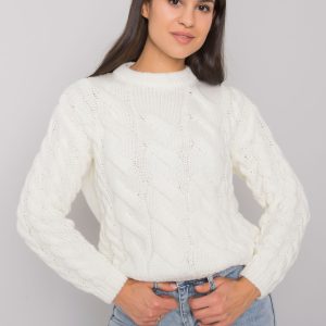 Wholesale Ecru women's sweater with braids Florianna RUE PARIS