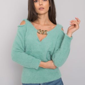 Wholesale Green cut-out sweater Leandre RUE PARIS