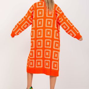 Wholesale Orange Patterned Cardigan Casual RUE PARIS