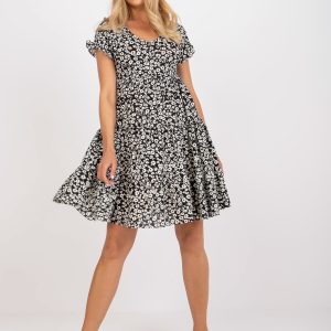 Wholesale Black and white dress with prints and ruffles RUE PARIS