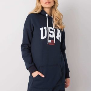 Wholesale Navy blue kangaroo sweatshirt Yetty RUE PARIS