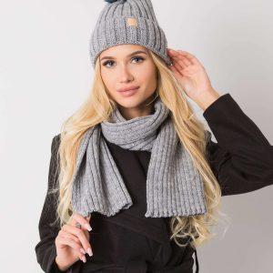 Wholesale Gray winter set with hat and scarf Rubby RUE PARIS