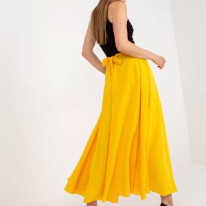 Wholesale Dark yellow maxi skirt with pockets RUE PARIS