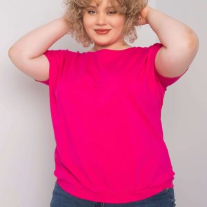 Wholesale Fuchsia plus size blouse with Addyson ribbed