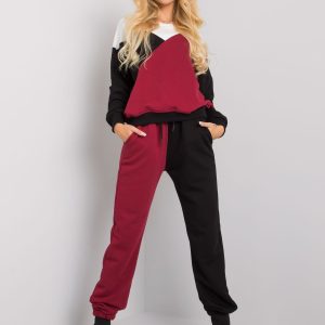 Wholesale Burgundy and black sweatsuit set Krista RUE PARIS