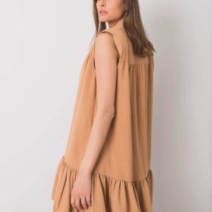 Wholesale Dark beige dress with ruffle Odelia RUE PARIS