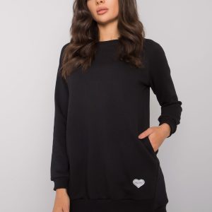 Wholesale Black cotton sweatshirt with pockets Candri RUE PARIS