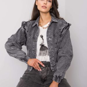 Wholesale Dark grey short denim jacket Neves RUE PARIS