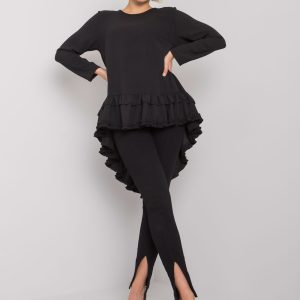 Wholesale Black blouse with ruffle Tracy RUE PARIS