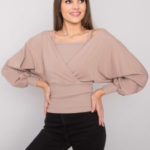 Wholesale Dark beige women's cotton blouse Chavri RUE PARIS