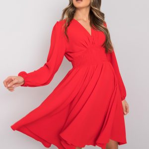 Wholesale Red dress with ruffles Lina RUE PARIS