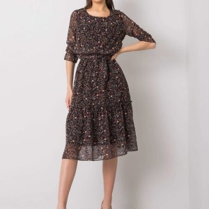 Wholesale Black dress with prints Agnetha RUE PARIS