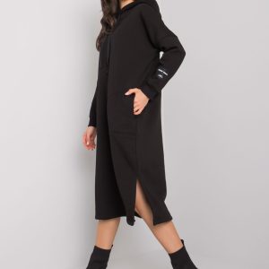 Wholesale Black sweatshirt dress with pockets Sheffield RUE PARIS