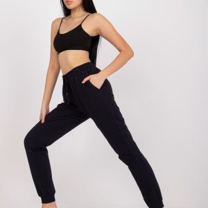 Wholesale Navy blue basic sweatpants with binding