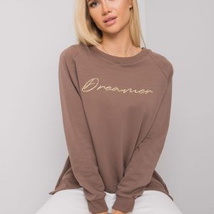 Wholesale Brown sweatshirt for women with inscription Newcastle RUE PARIS