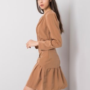 Wholesale Light brown flounce dress Emmeline RUE PARIS