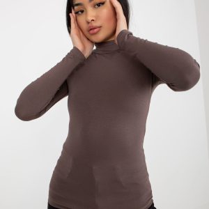 Wholesale Dark brown basic turtleneck blouse Cassie RUE PARIS