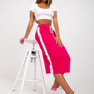 Wholesale Fuchsia sweatshirt midi basic skirt with pockets RUE PARIS