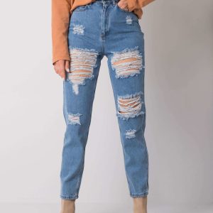 Wholesale Blue mom jeans with holes Tanel RUE PARIS