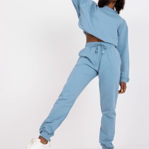 Wholesale Dirty blue basic sweatpants with pockets