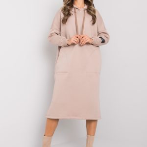 Wholesale Dark beige sweatshirt dress with pockets Sheffield RUE PARIS