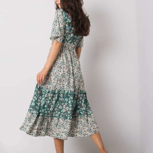 Wholesale Green dress with ruffle Sorrento RUE PARIS