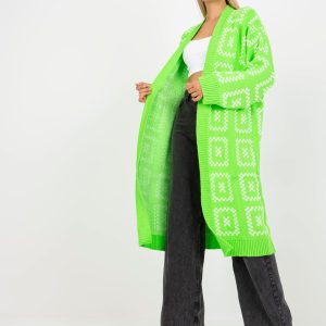 Wholesale Fluo green long oversized cardigan RUE PARIS