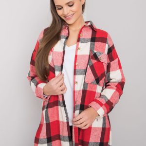 Wholesale Red and white plaid shirt for women Cillian RUE PARIS