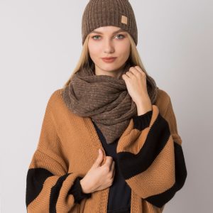 Wholesale Brown winter set hat and scarf RUE PARIS