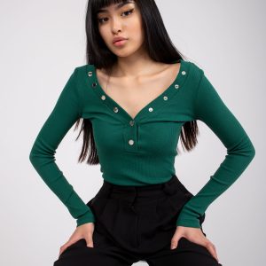 Wholesale Dark green striped blouse Tracy RUE PARIS