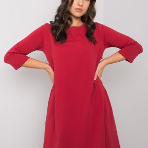 Wholesale Women's burgundy dress with lace Jamelia RUE PARIS