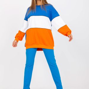 Wholesale Blue and orange sweatshirt basic oversize RUE PARIS