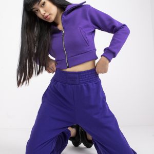 Wholesale Dark purple sweatpants with pockets RUE PARIS