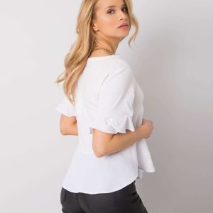 Wholesale White blouse with ruffles Jessica RUE PARIS