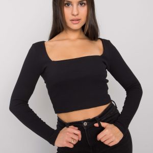 Wholesale Black short blouse with stripe Cammy RUE PARIS