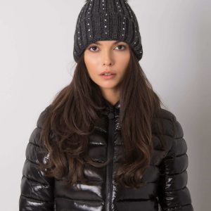 Wholesale Dark gray winter hat with applique