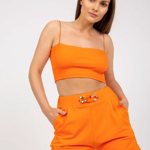 Wholesale Orange casual shorts with pockets RUE PARIS