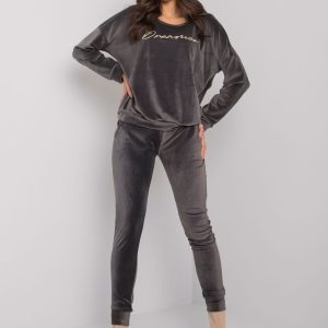 Wholesale Dark grey two-piece velour set Fidenza RUE PARIS