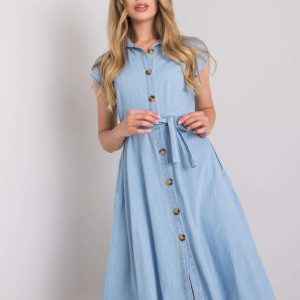 Wholesale Light blue dress with buttons Depika RUE PARIS