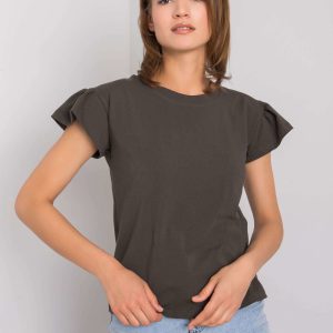 Wholesale Dark khaki cotton blouse Ansley RUE PARIS