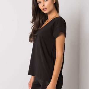 Wholesale Black blouse with a neckline on the back Fadia