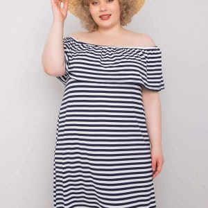 Wholesale Navy and White Plus Size Striped Annabel Dress